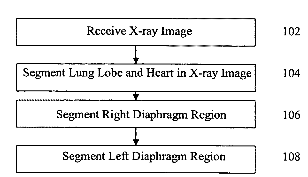 Method and system for diaphragm segmentation in chest X-ray radiographs