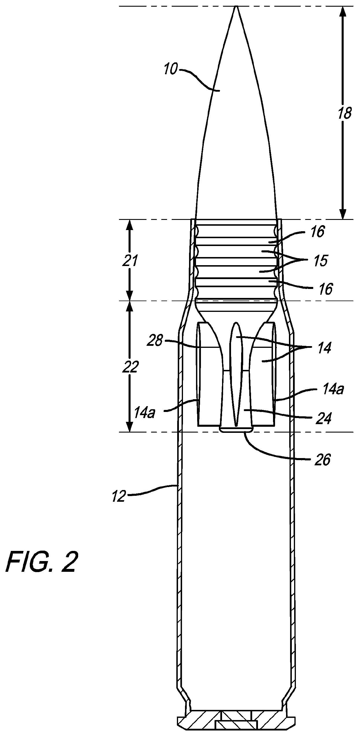 Fin stabilized projectile and loading components