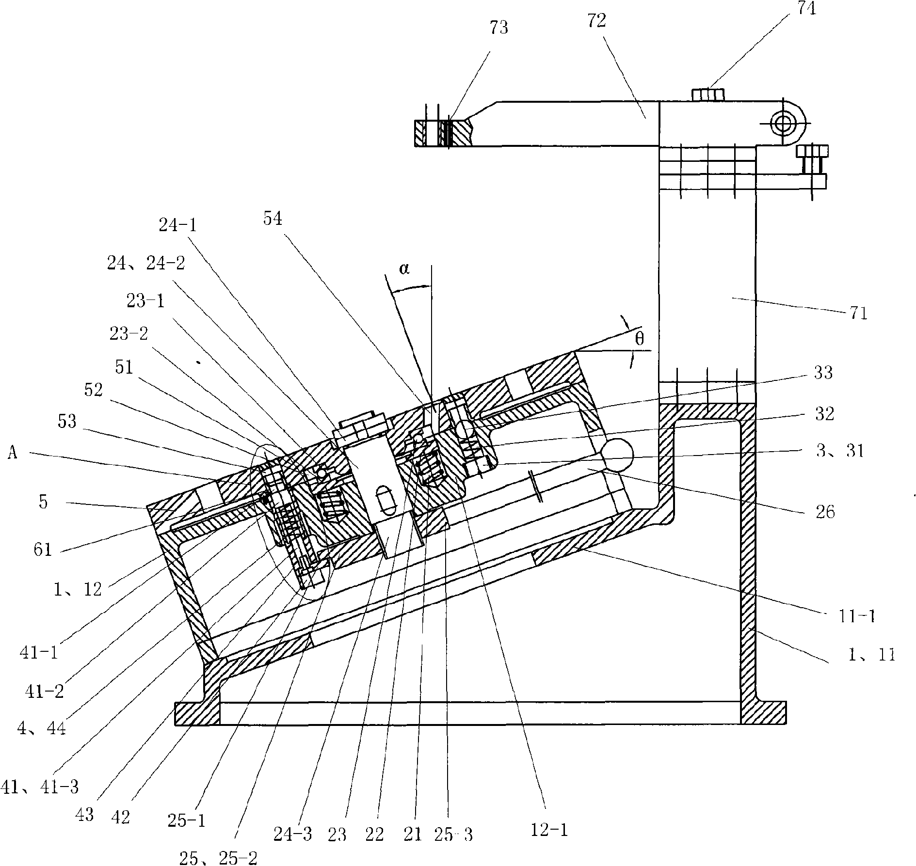 Diesel engine cylinder cover slant hole processing device