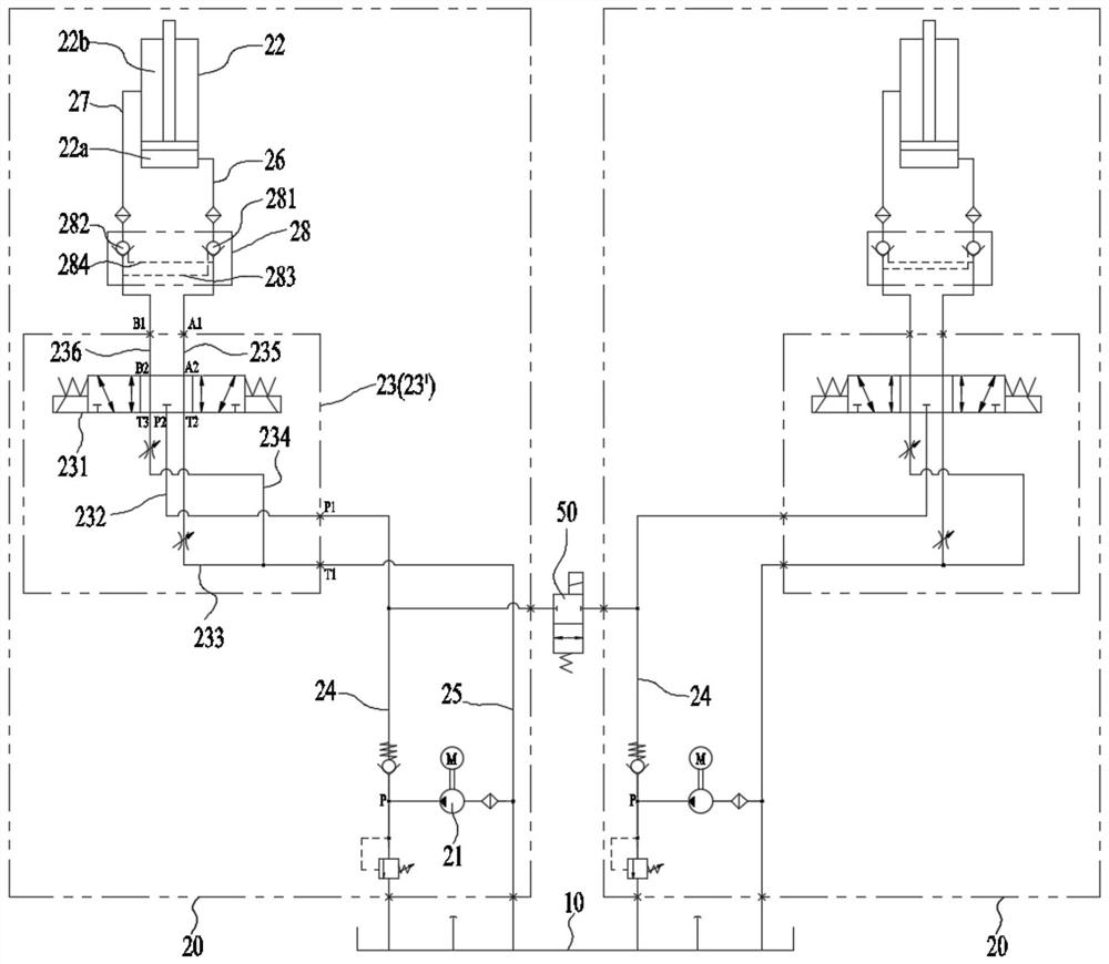 Hydraulic control system of medical bed, medical bed and control method