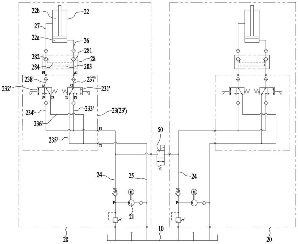 Hydraulic control system of medical bed, medical bed and control method