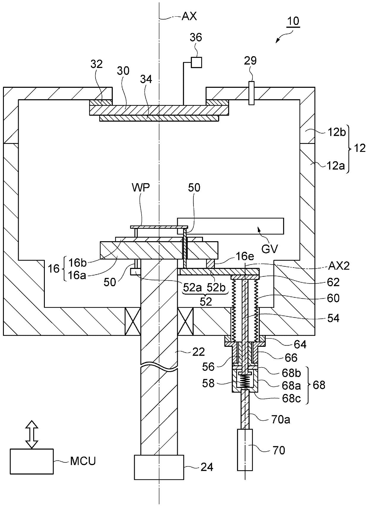 Processing equipment for processing workpieces in a depressurized space