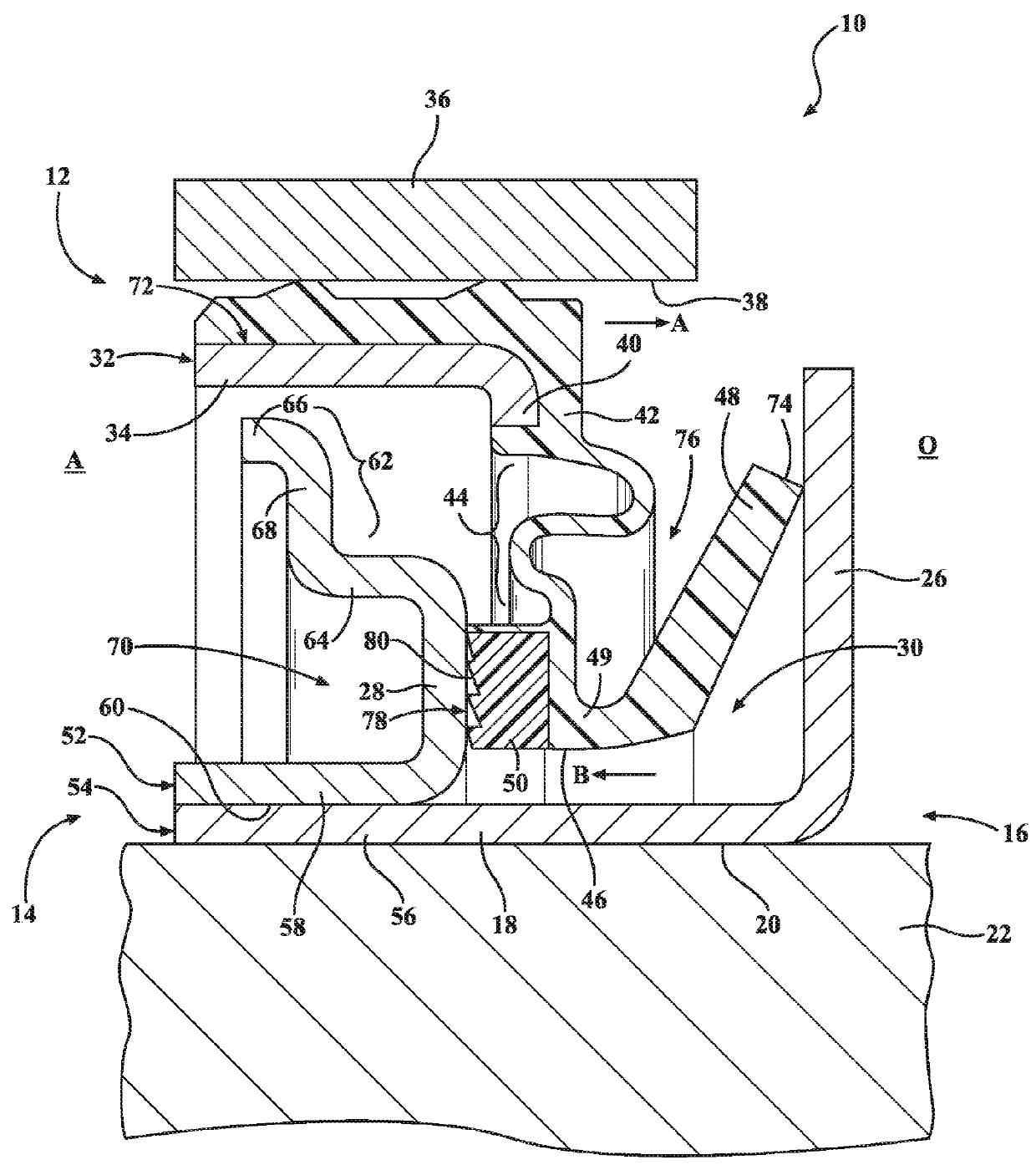 Radial shaft seal assembly with axially adaptive debris exclusion face lip and oil seal face lip