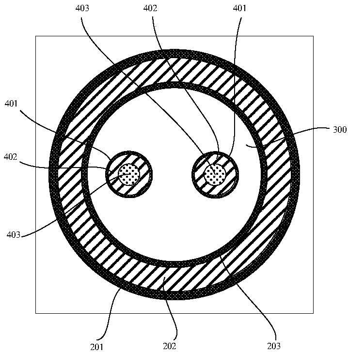 Low prevention zone difference transmission structure employing silicon through hole and interlayer interconnection structure