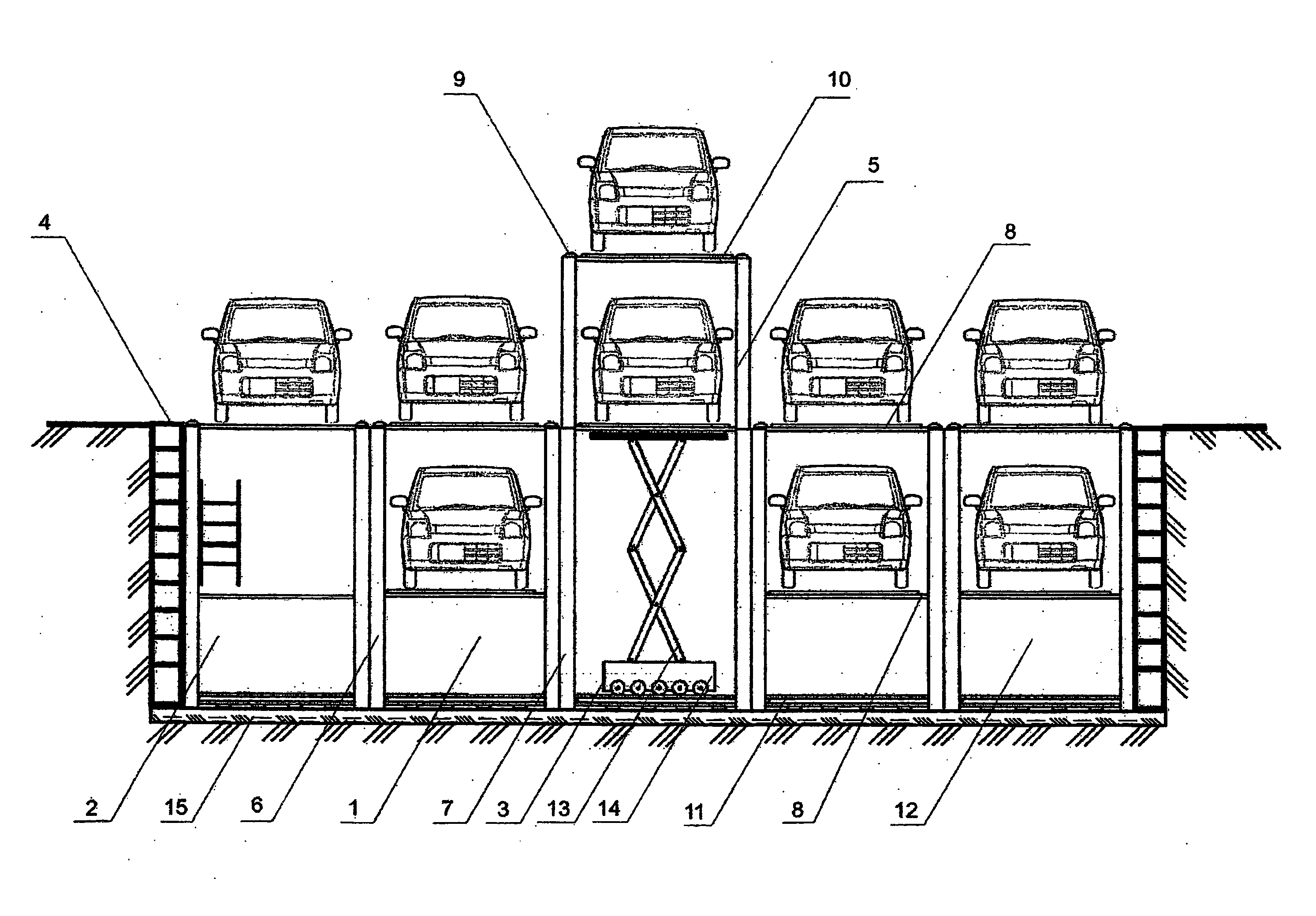 Modular multistorey robotized car park