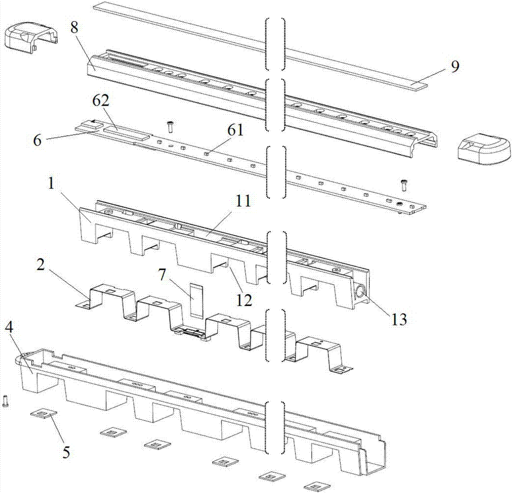 Piano key displacement detection device