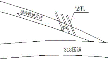 Blasting construction method used before construction of mountain shortcuts above existing roads