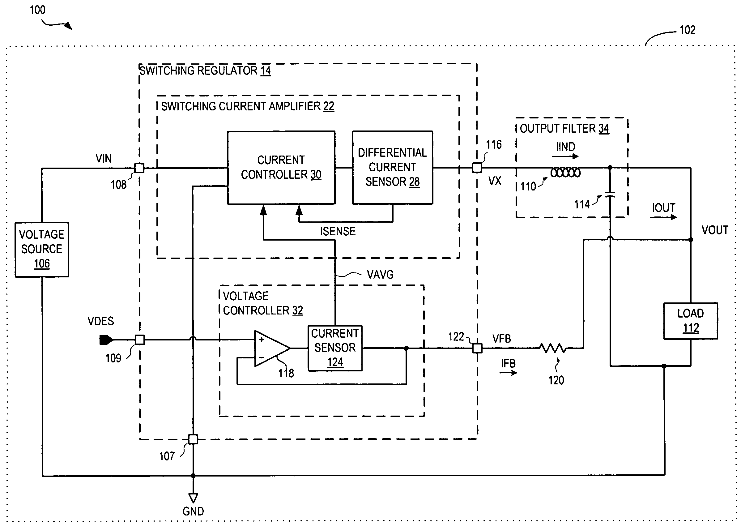 Switching regulator with average current mode control