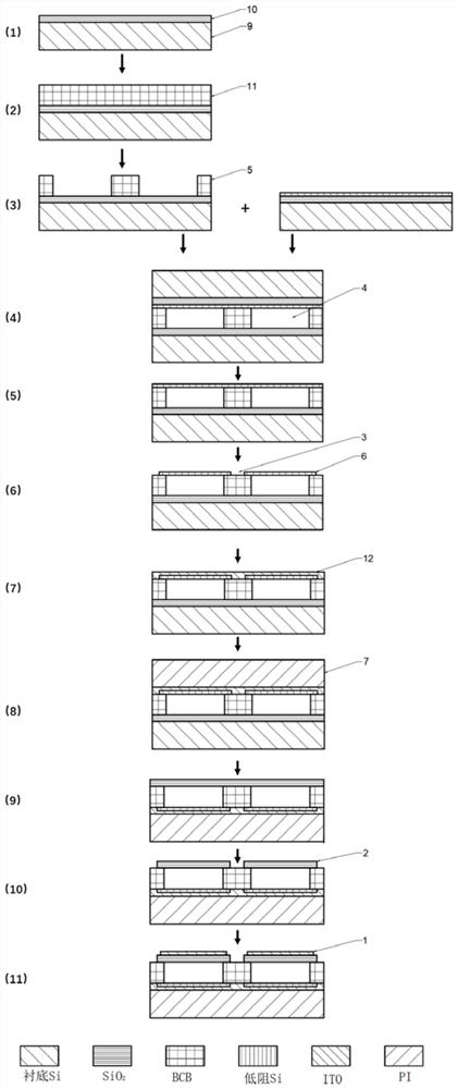 Rigid-flexible fused capacitive flexible MEMS ultrasonic transducer and preparation method thereof