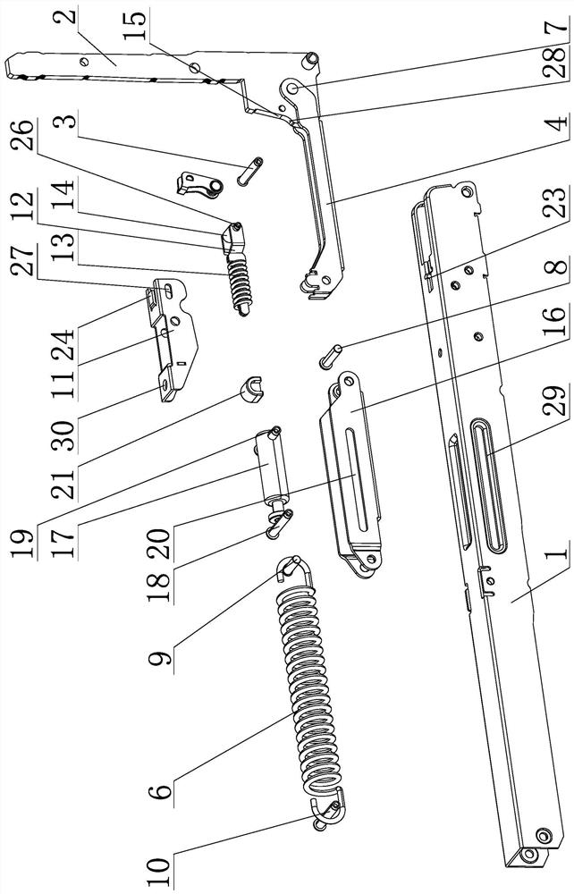 A kind of oven hinge with one-way cushioning