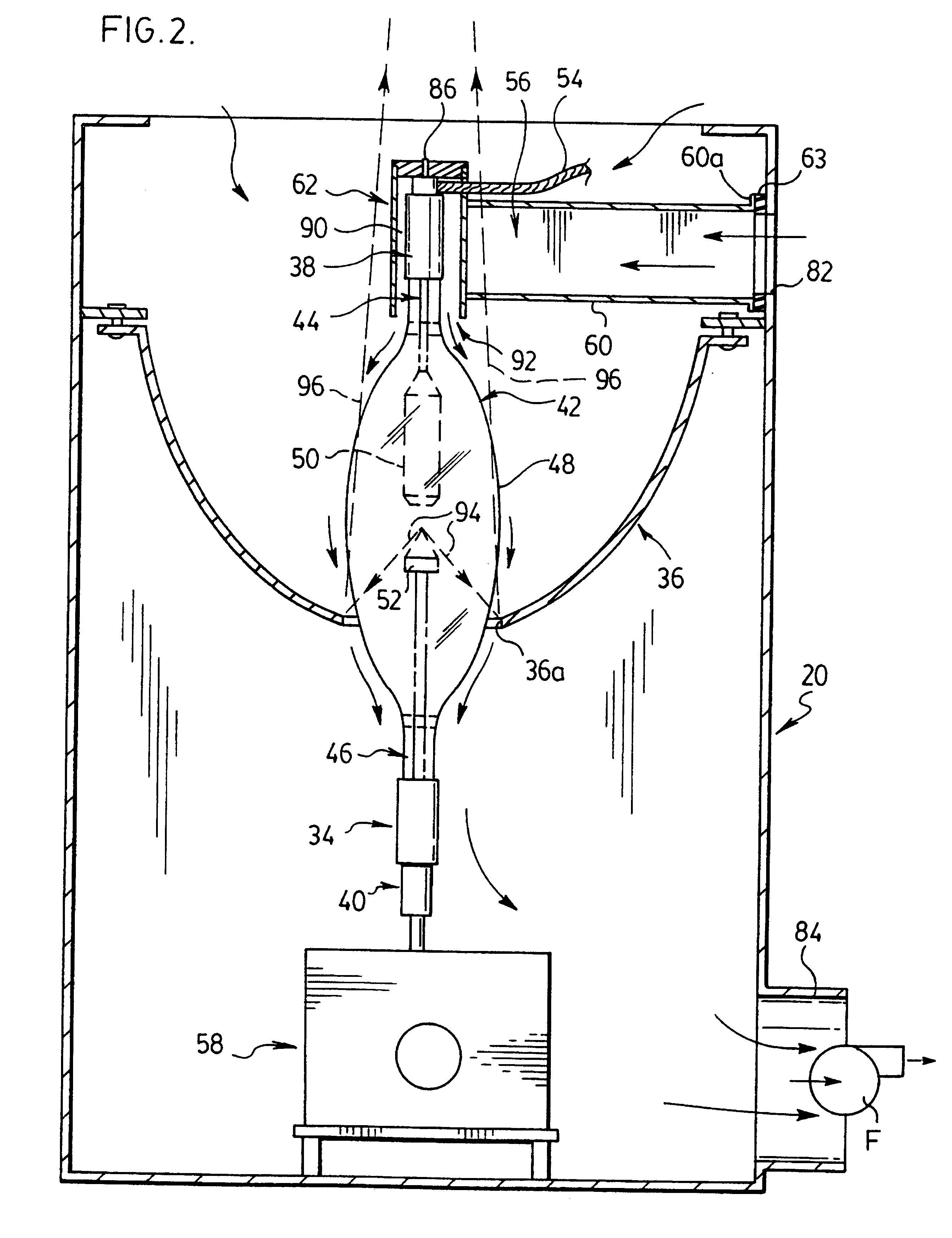 Method for cooling an arc lamp