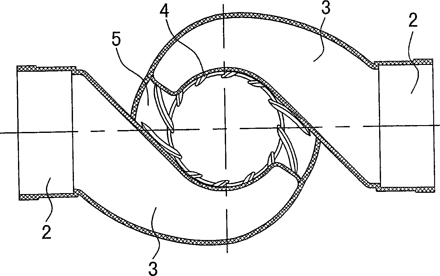 Swirling-flow noise-reduction joint used in construction drainage