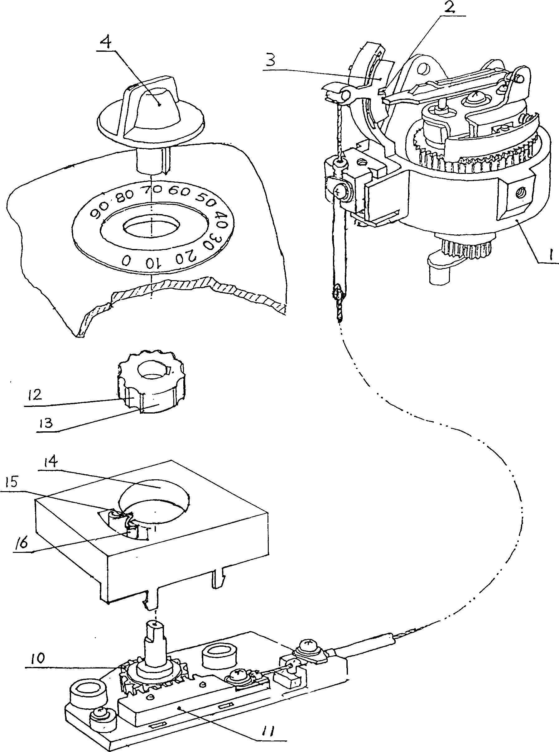 Electric fan head tilting angle regulating device