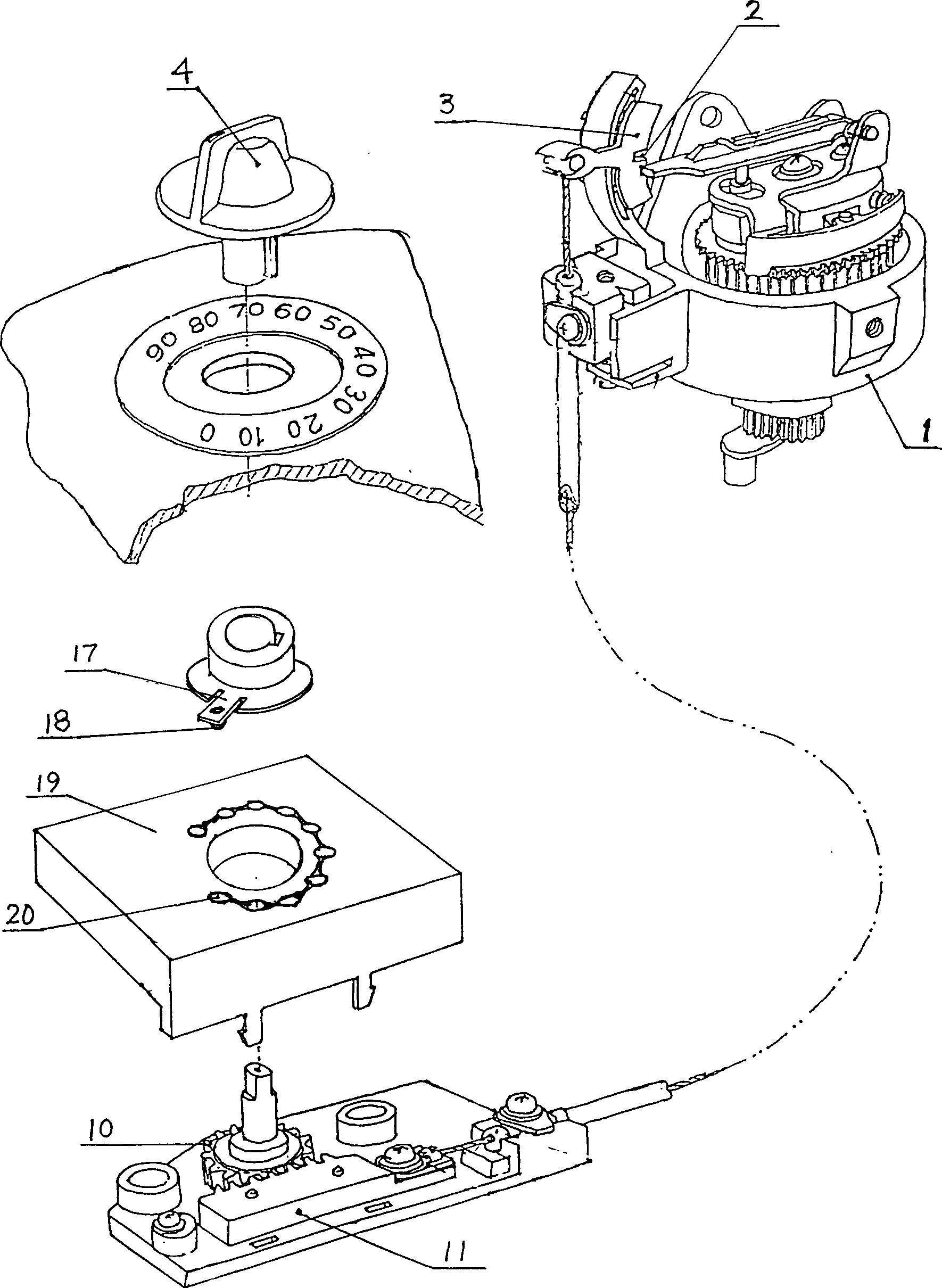 Electric fan head tilting angle regulating device