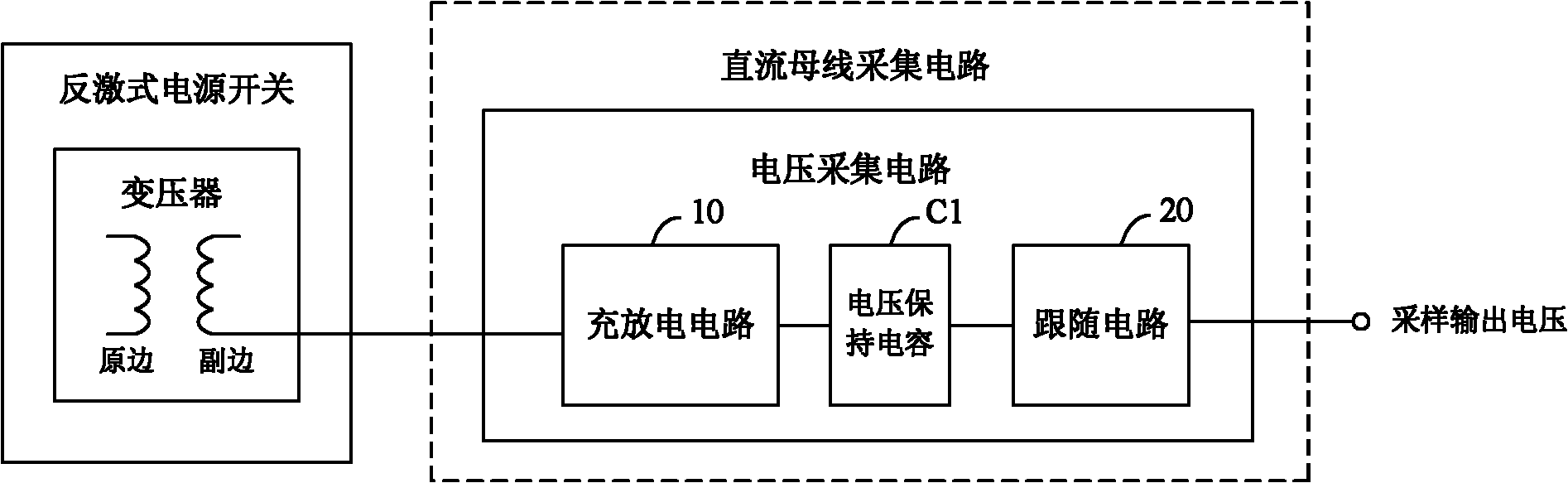 Collecting circuit for direct current bus