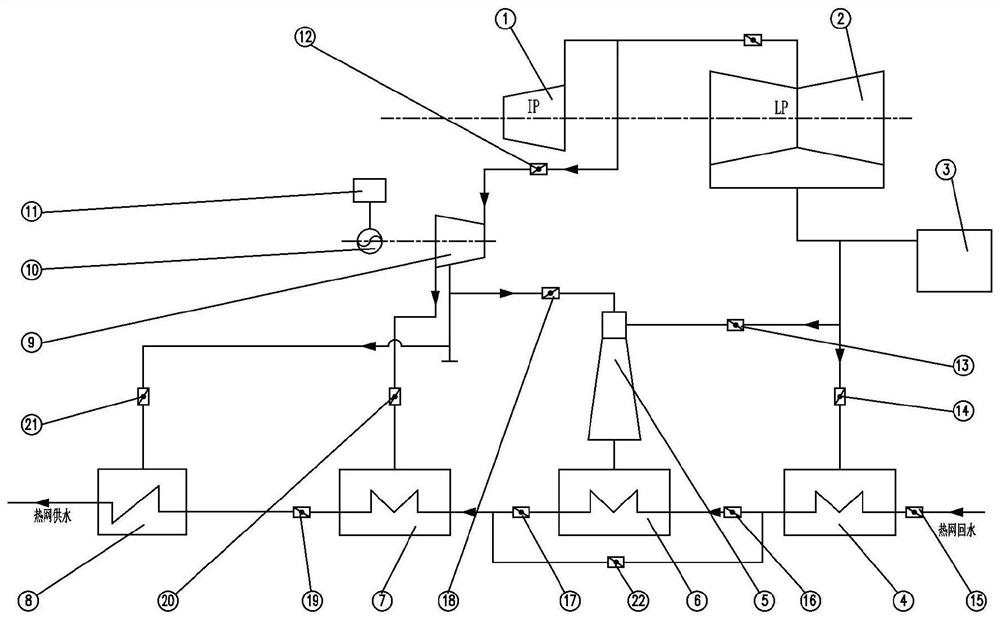 Multi-heat-source stepped heat supply energy-saving system of steam increasing machine