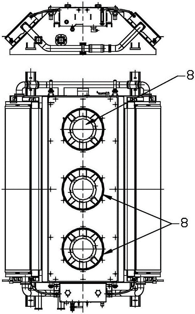 Top-mounted water cooling device for power distributed type diesel multiple unit