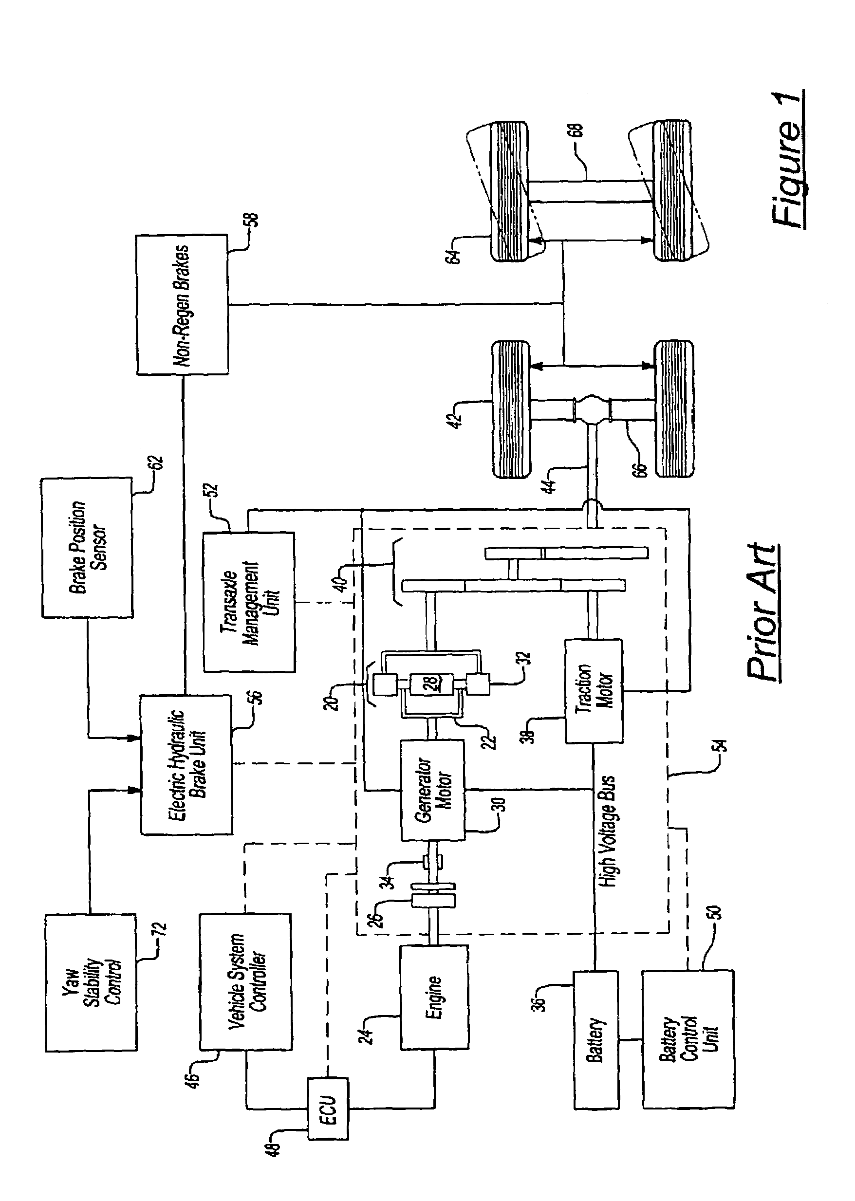 Control of regenerative braking during a yaw stability control event