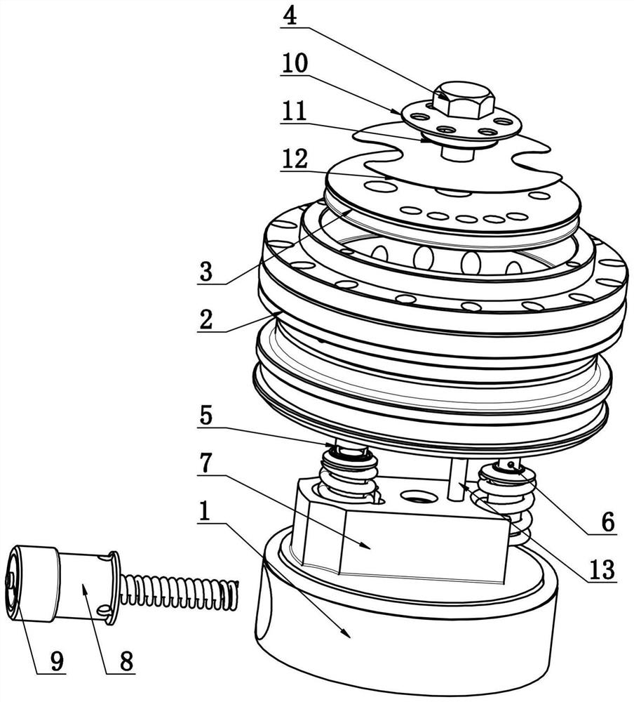 Valve device with adjustable compression damping