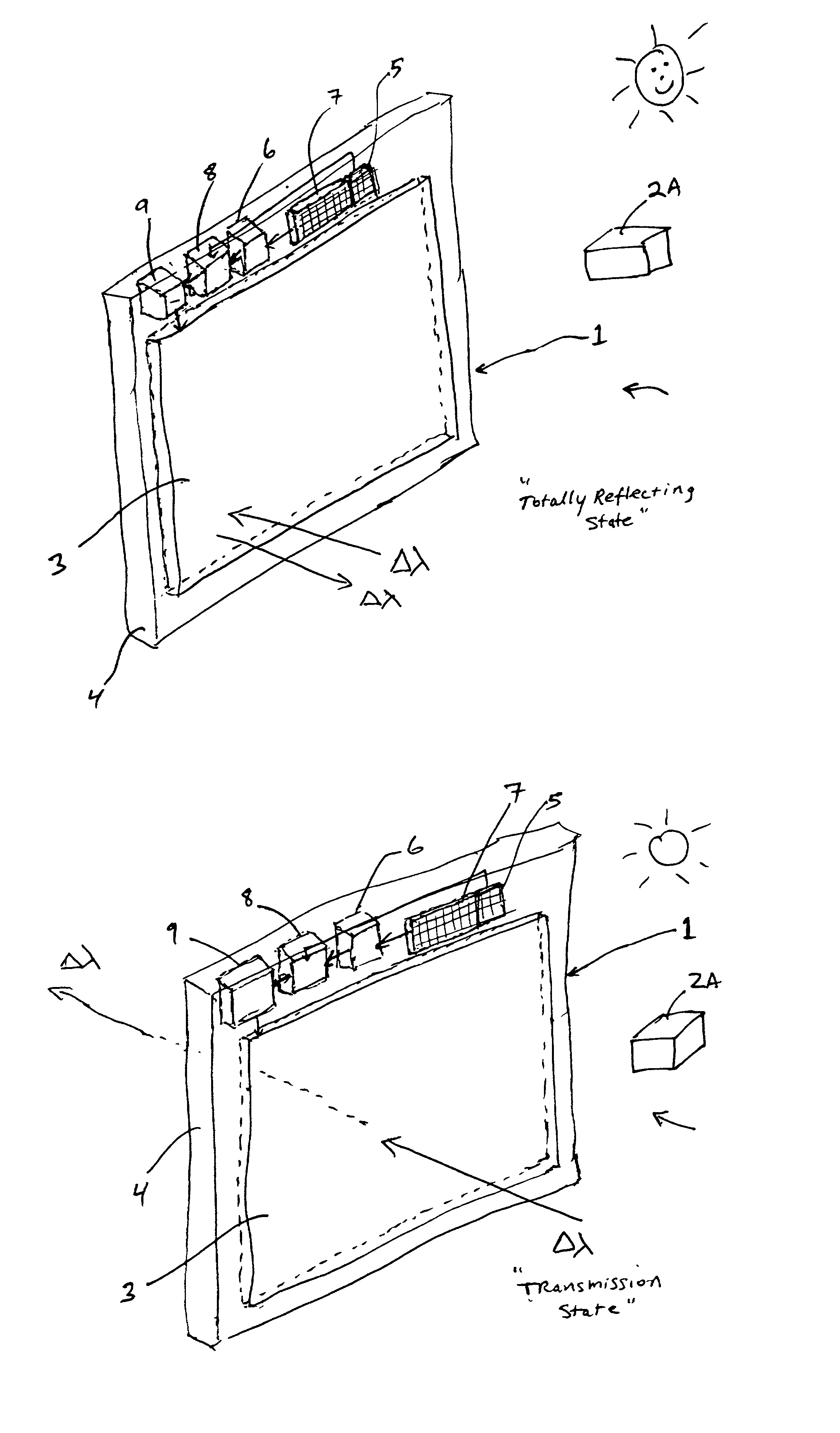 Non-absorptive electro-0ptical glazing structure employing composite infrared reflective polarizing filter