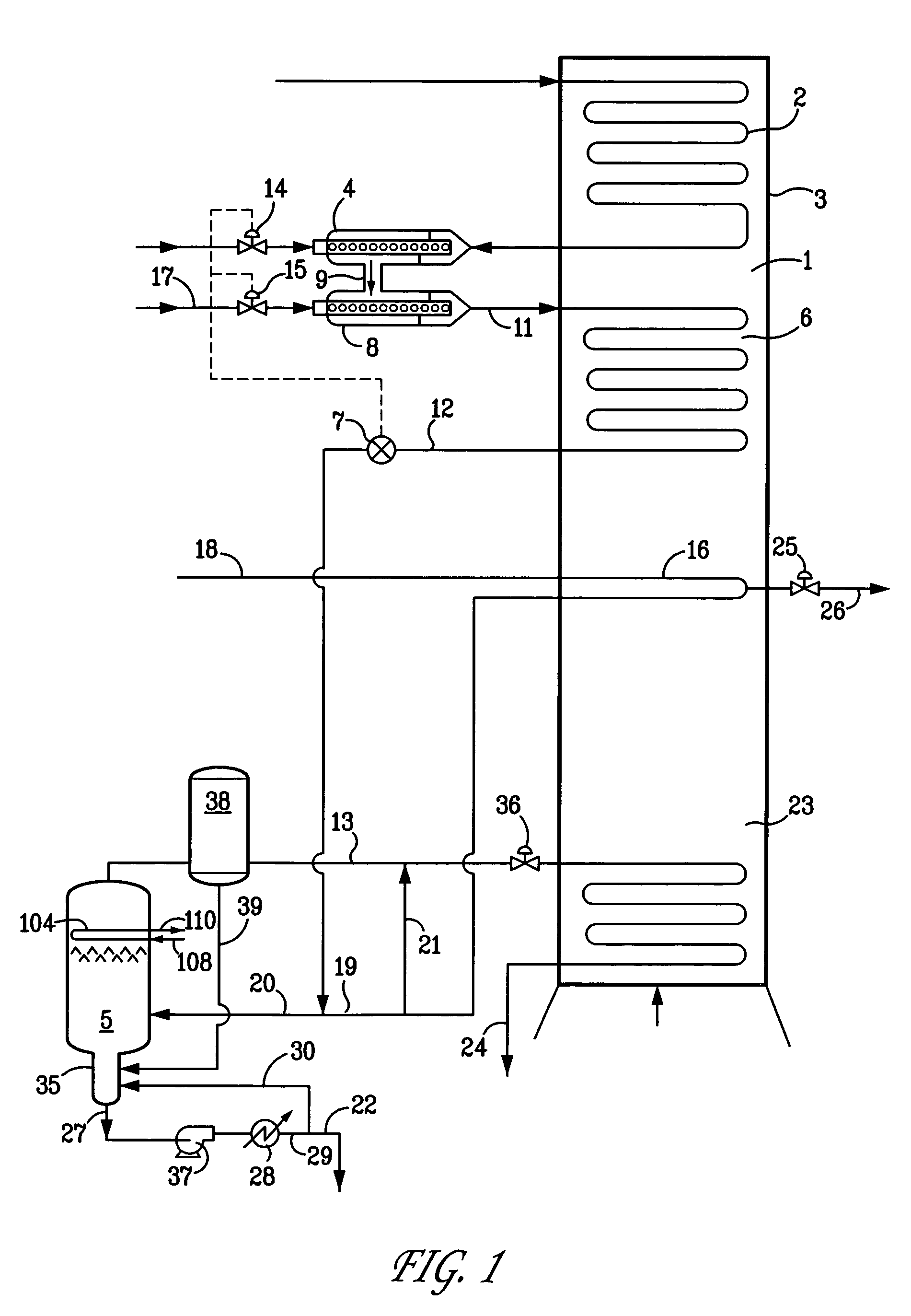 Cracking hydrocarbon feedstock containing resid utilizing partial condensation of vapor phase from vapor/liquid separation to mitigate fouling in a flash/separation vessel