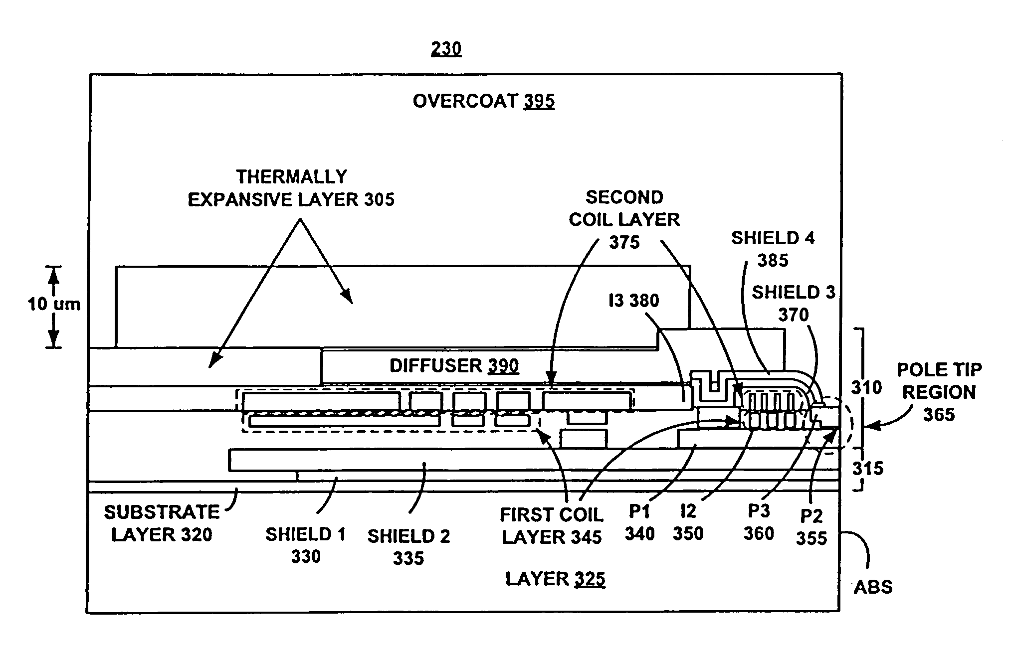 Read/write head with reduced pole tip protrusion