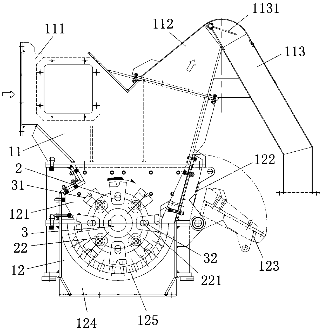 Rotary crushing machine