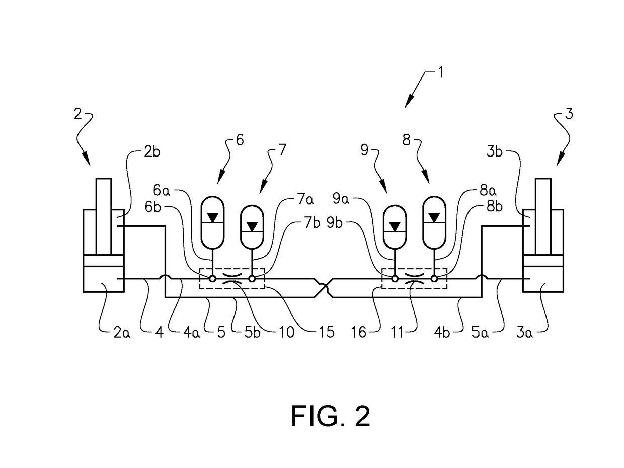 Hydraulic suspension system for a vehicle, a vehicle being provided with such a system and a method for damping an Anti-roll function of a vehicle