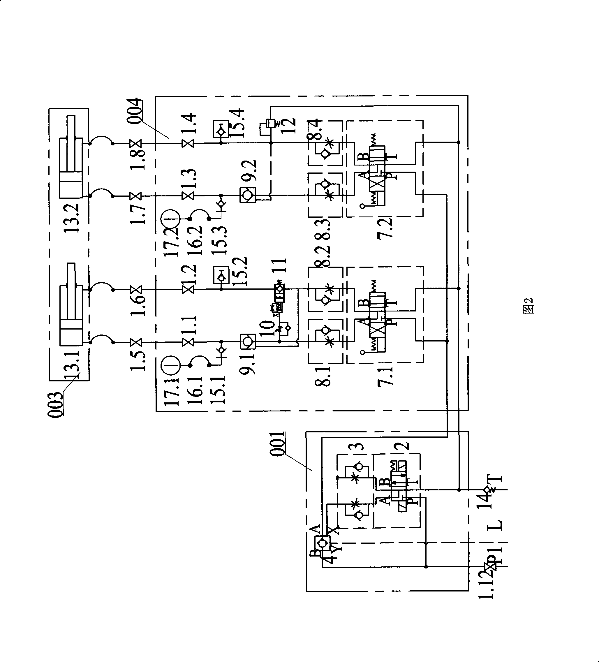 Hydraulic system of blast furnace gun