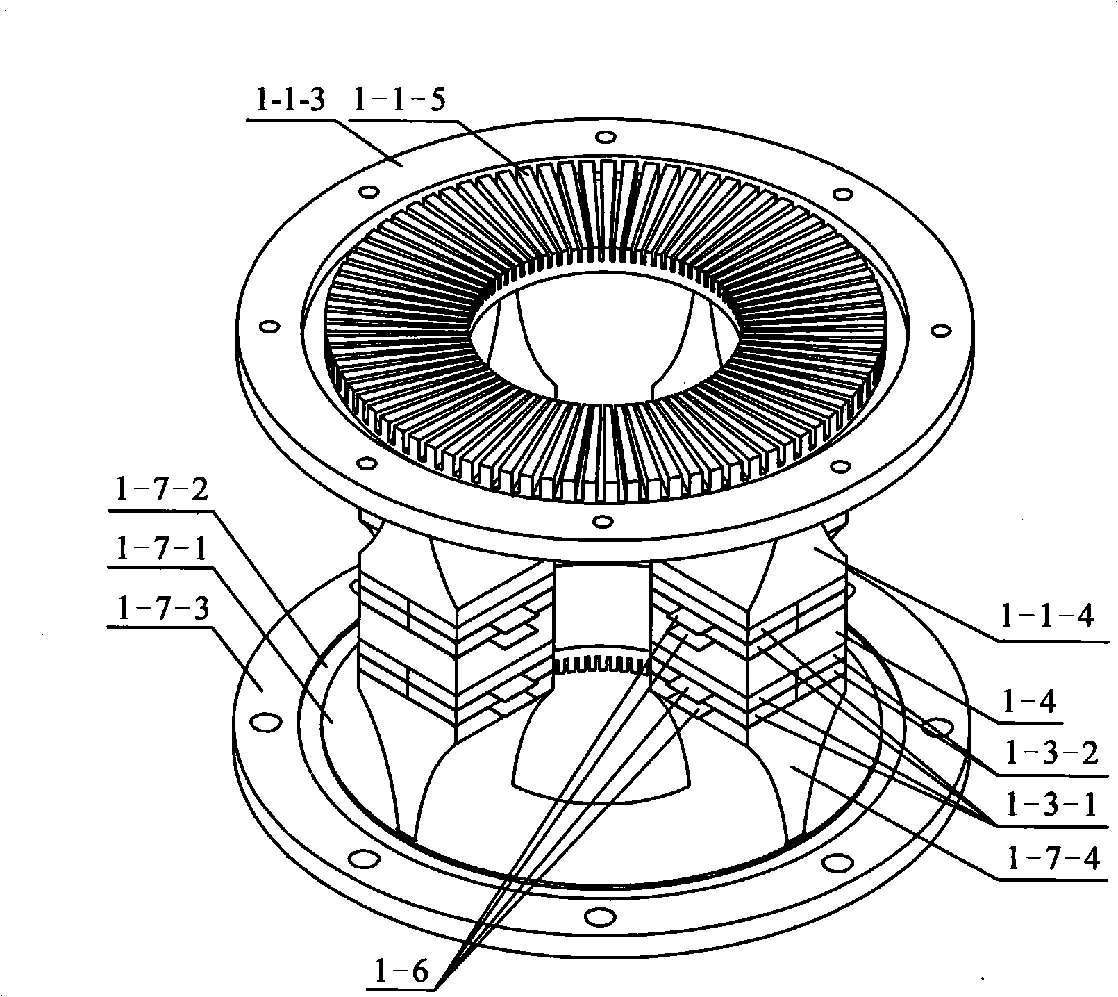 Bending layer energy converter round disk stator and ultrasonic electromotor using this stator