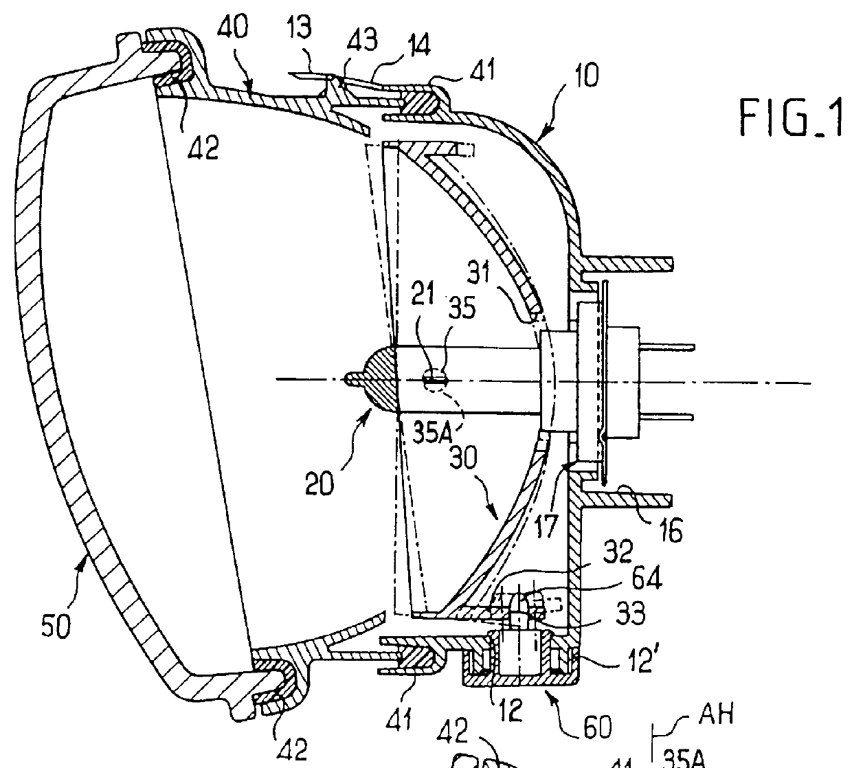 Motor vehicle headlight equipped with a device for adjusting the angular position of a reflector contained therein