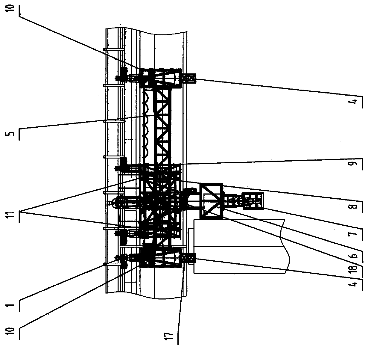 Displacement frame girder bridge inspection vehicle