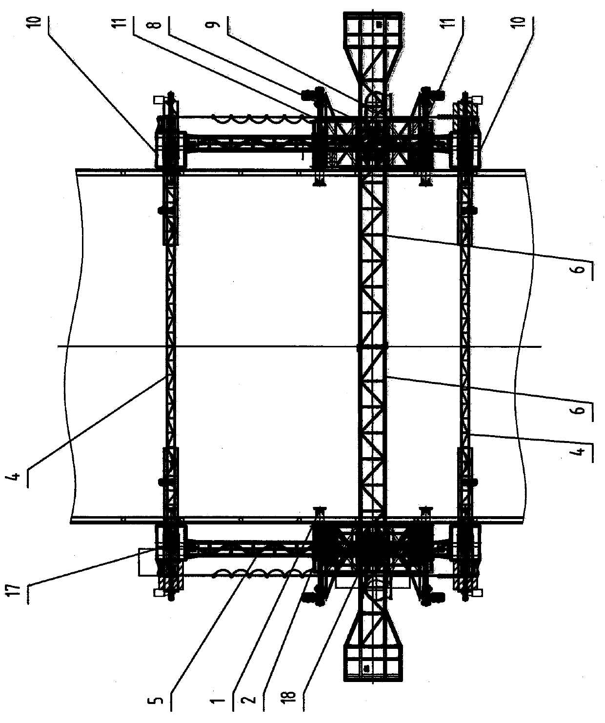 Displacement frame girder bridge inspection vehicle