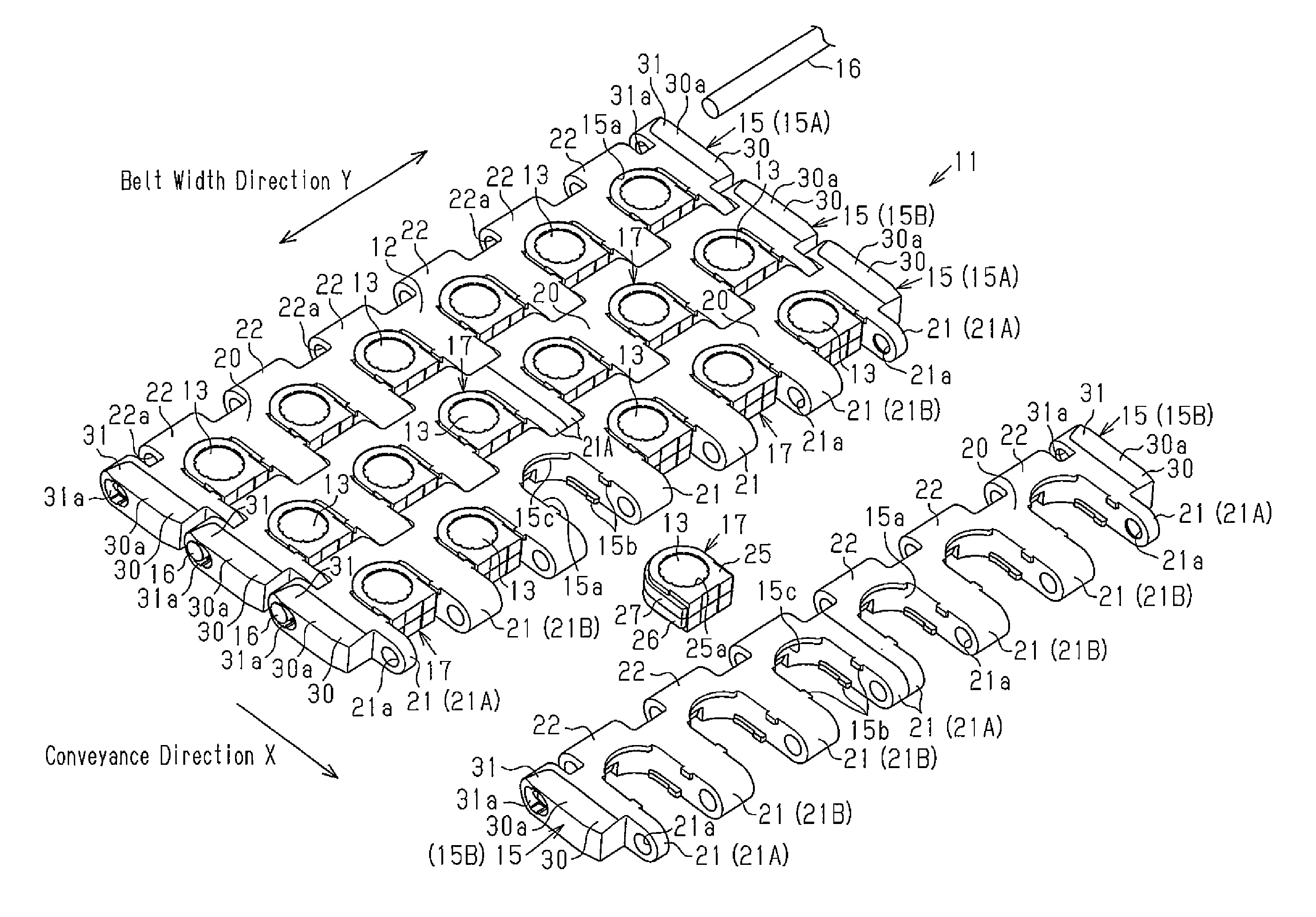 Conveyor belt and belt constituent members