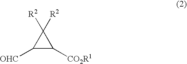 Process for production of formylcyclopropanecarboxylic ester