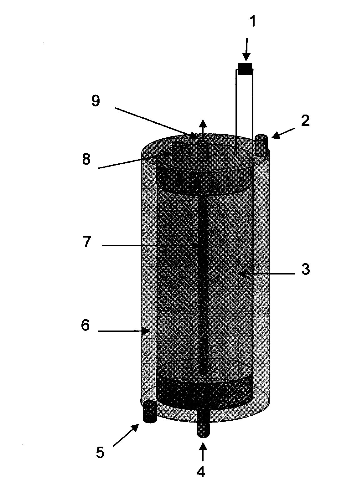 Column-shaped microbial fuel cell without ion exchange membrane or mediator