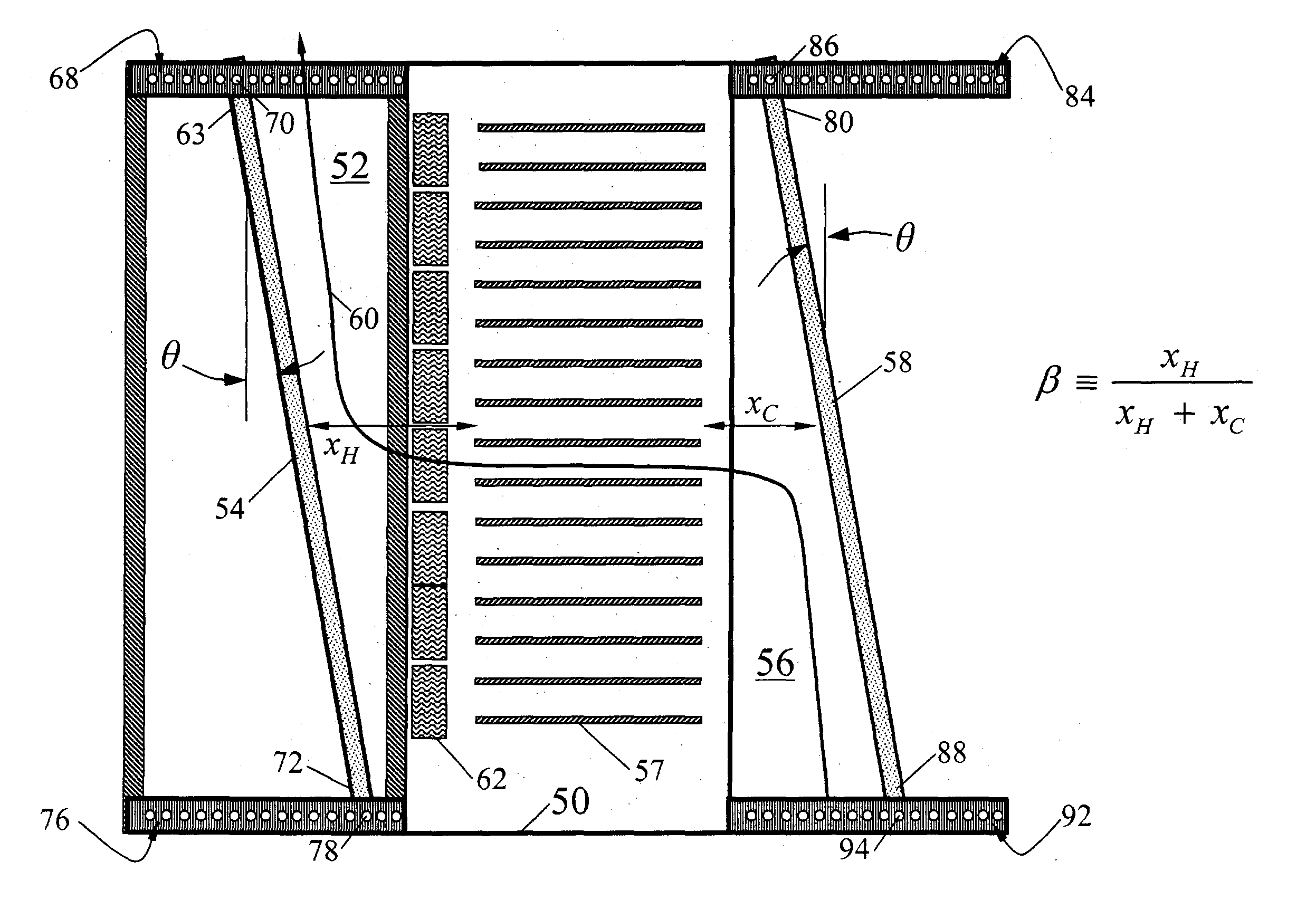 Cooling using complimentary tapered plenums