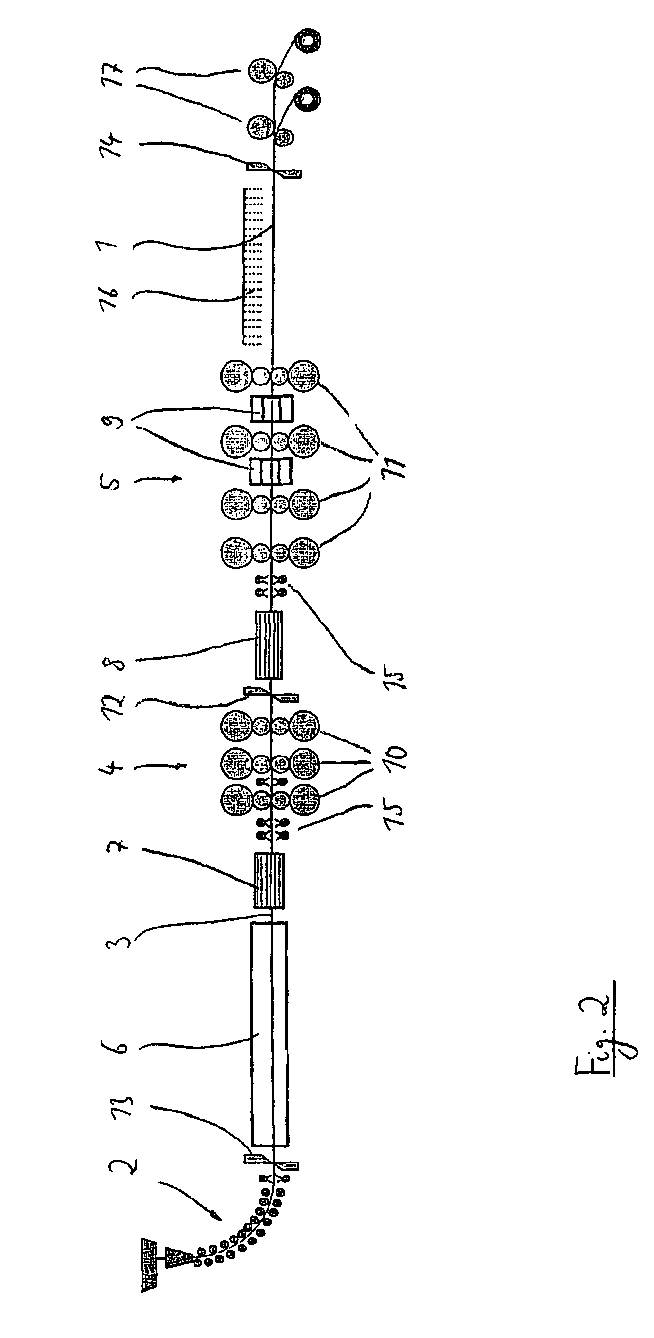 Method and device for producing a metal strip by continuous casting and rolling