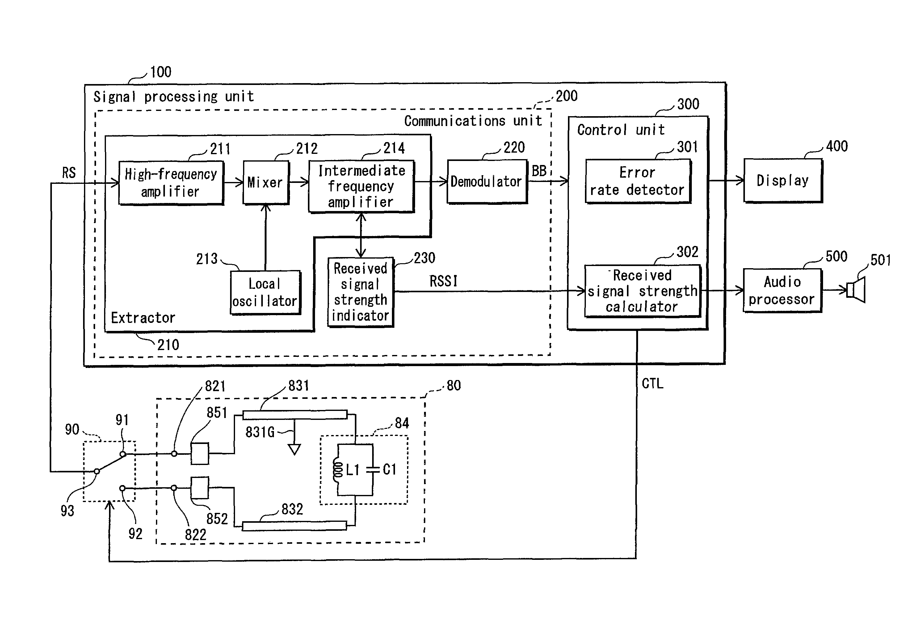 Composite antenna and portable telephone