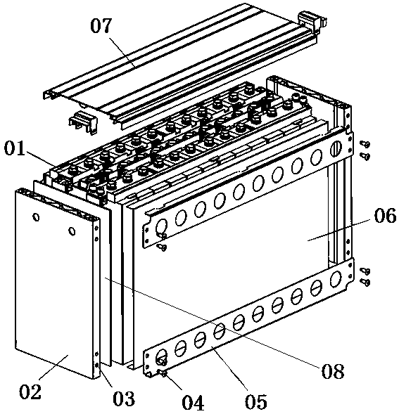 A battery module pressing device and its stand