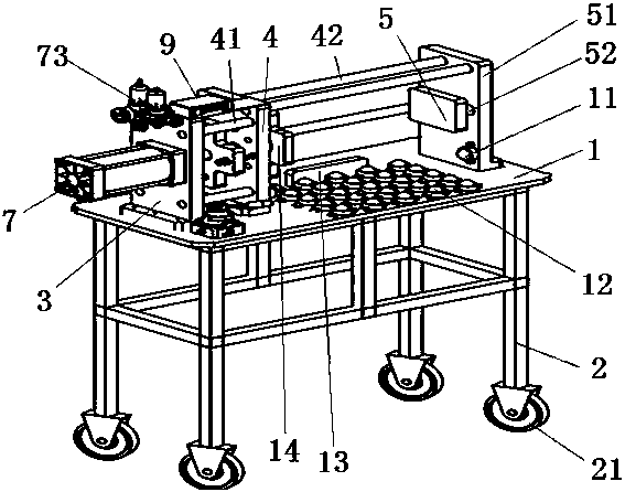 A battery module pressing device and its stand