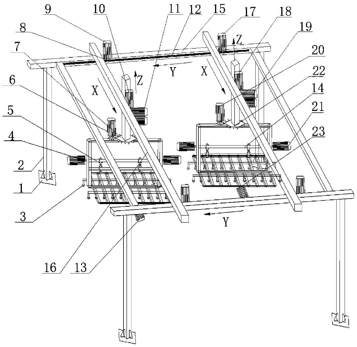 Electronic cam-based CAM variable assignment method and truss double manipulator