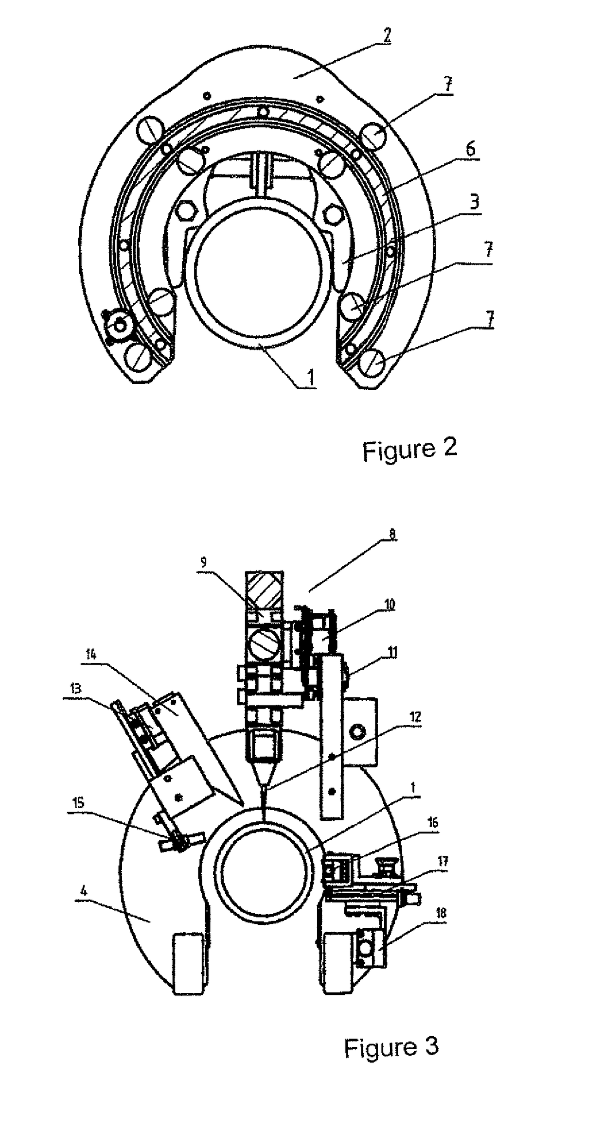 Device for connecting the ends of pipes made of steel by means of an orbital welding process