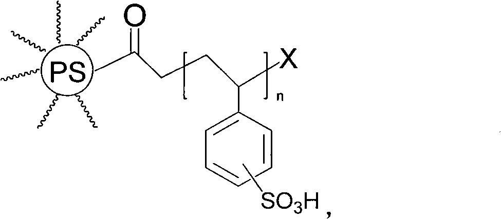 Polystyrene star-like sulfonic resin