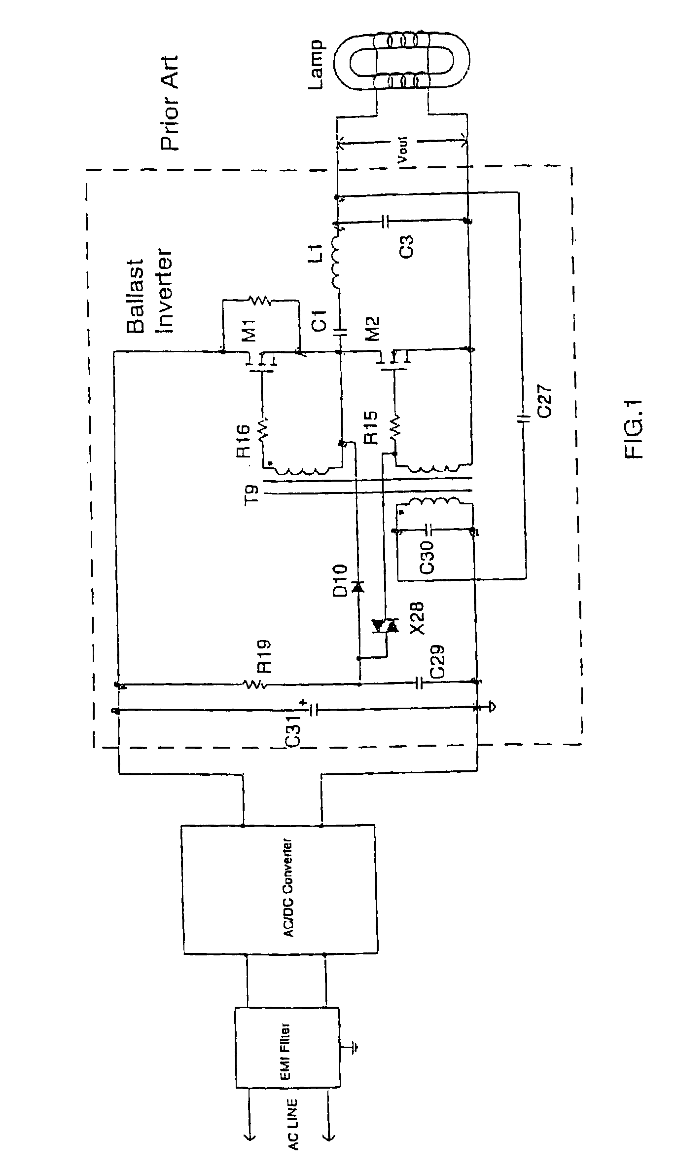 Feedback circuit and method of operating ballast resonant inverter