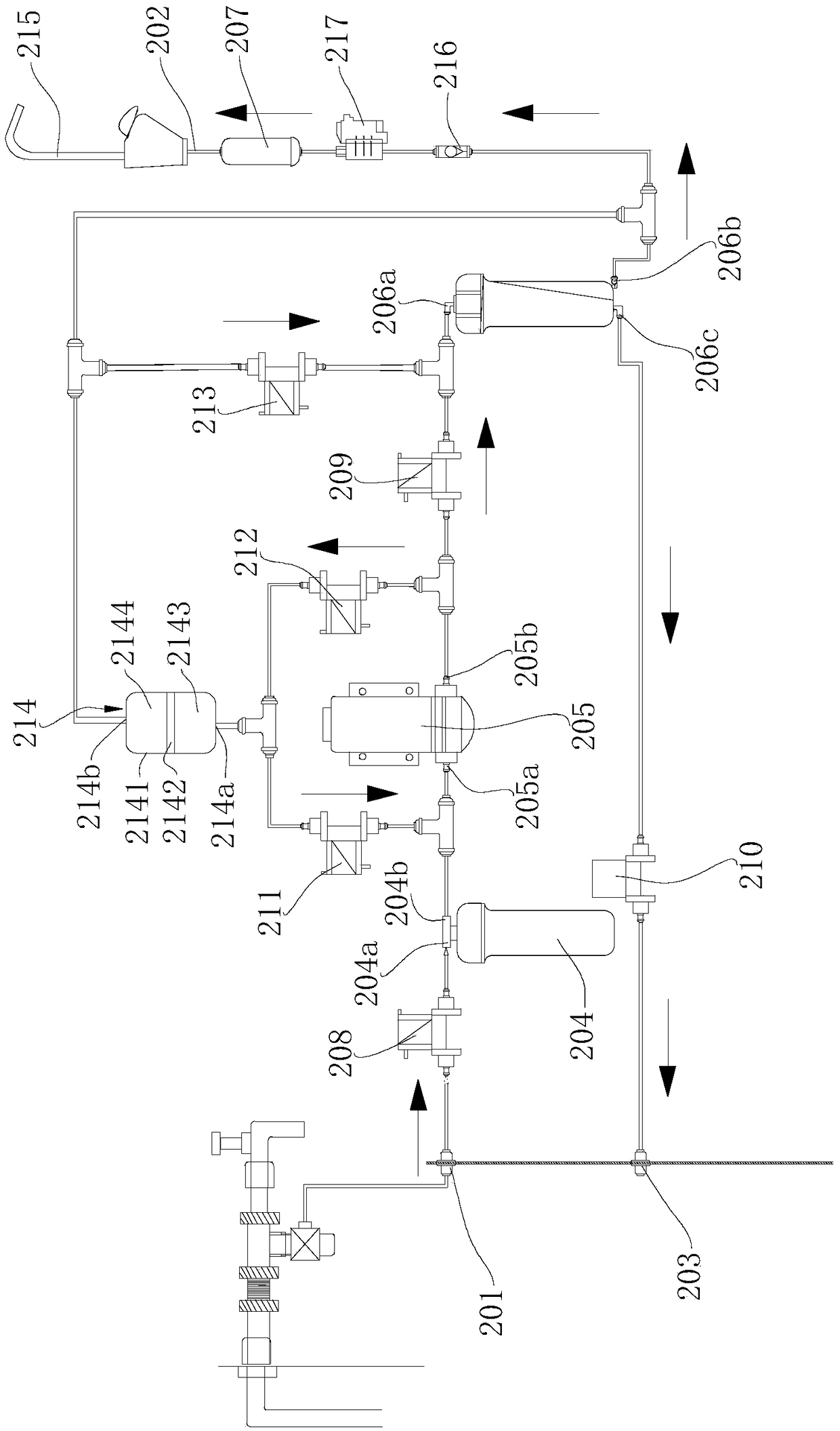 Purifying system for lowering TDS value obtained after reverse osmosis membrane water-salt balance and water purifier