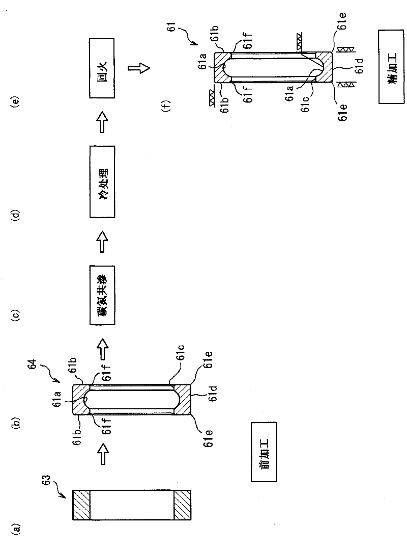 Constituent member of bearing, process for production of same, and ball-and-roller bearing provided with the constituent member