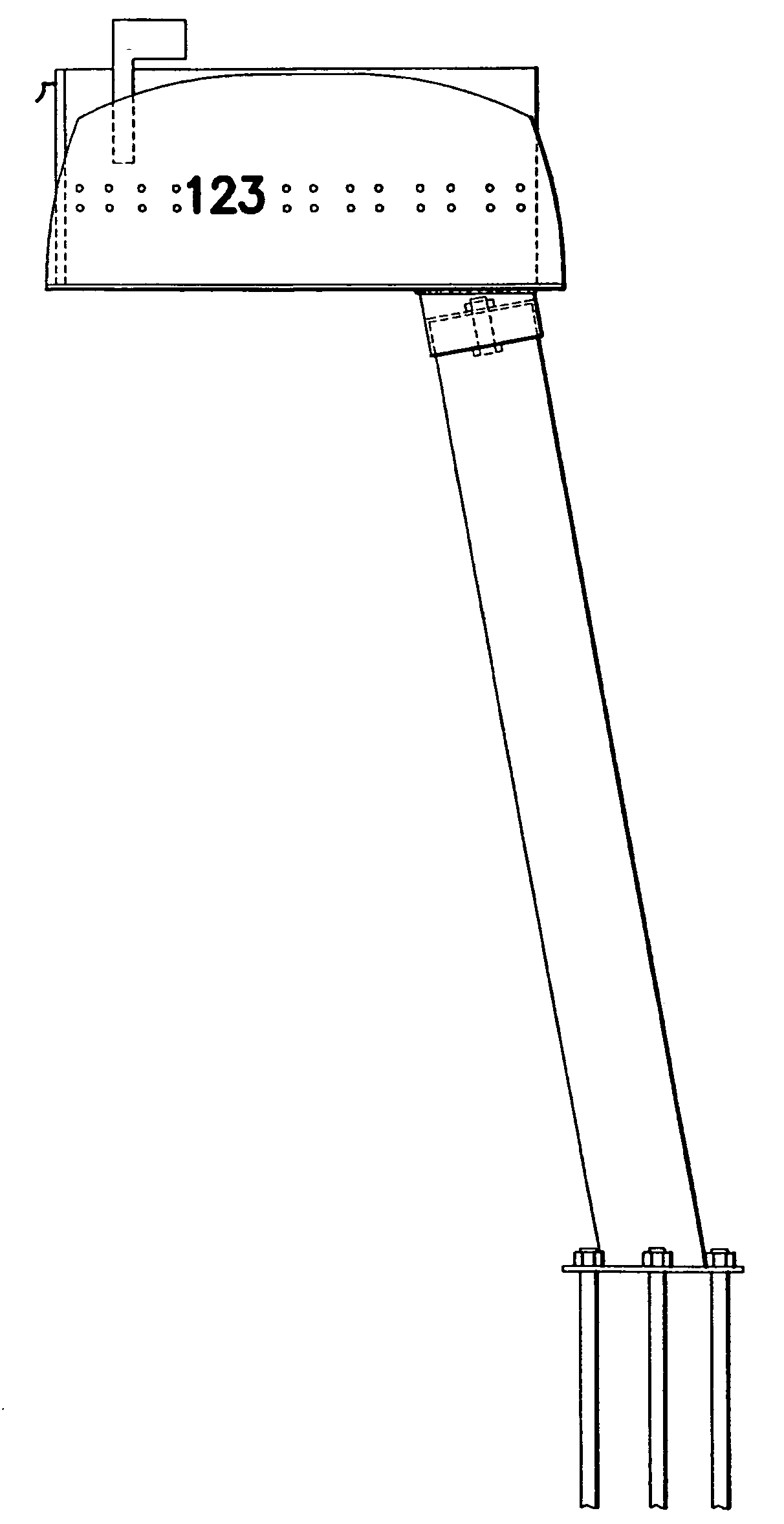 Mailbox arrangement for withdrawn impacts from snow, slush, ice and water thrown from a plowblade