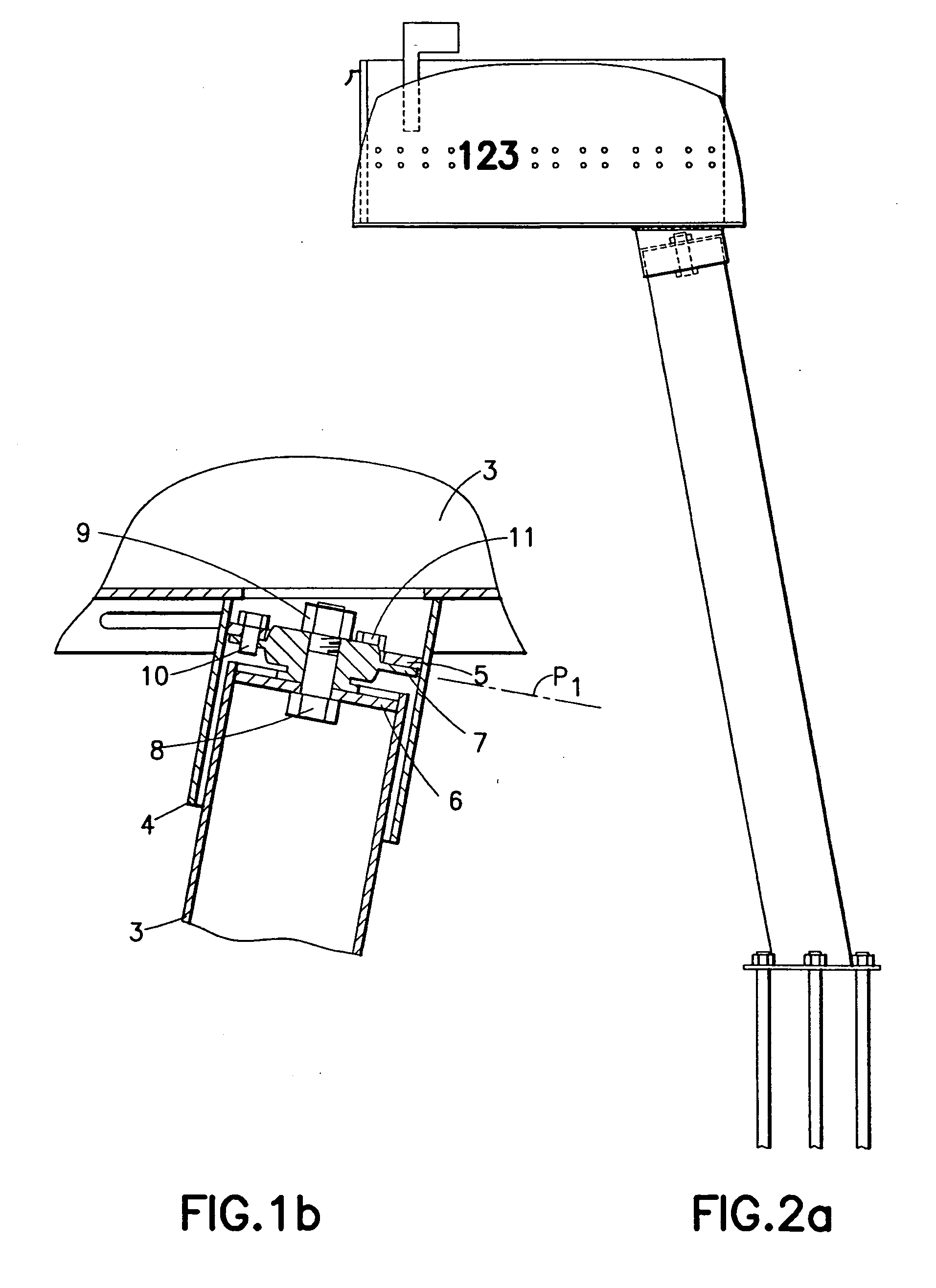 Mailbox arrangement for withdrawn impacts from snow, slush, ice and water thrown from a plowblade