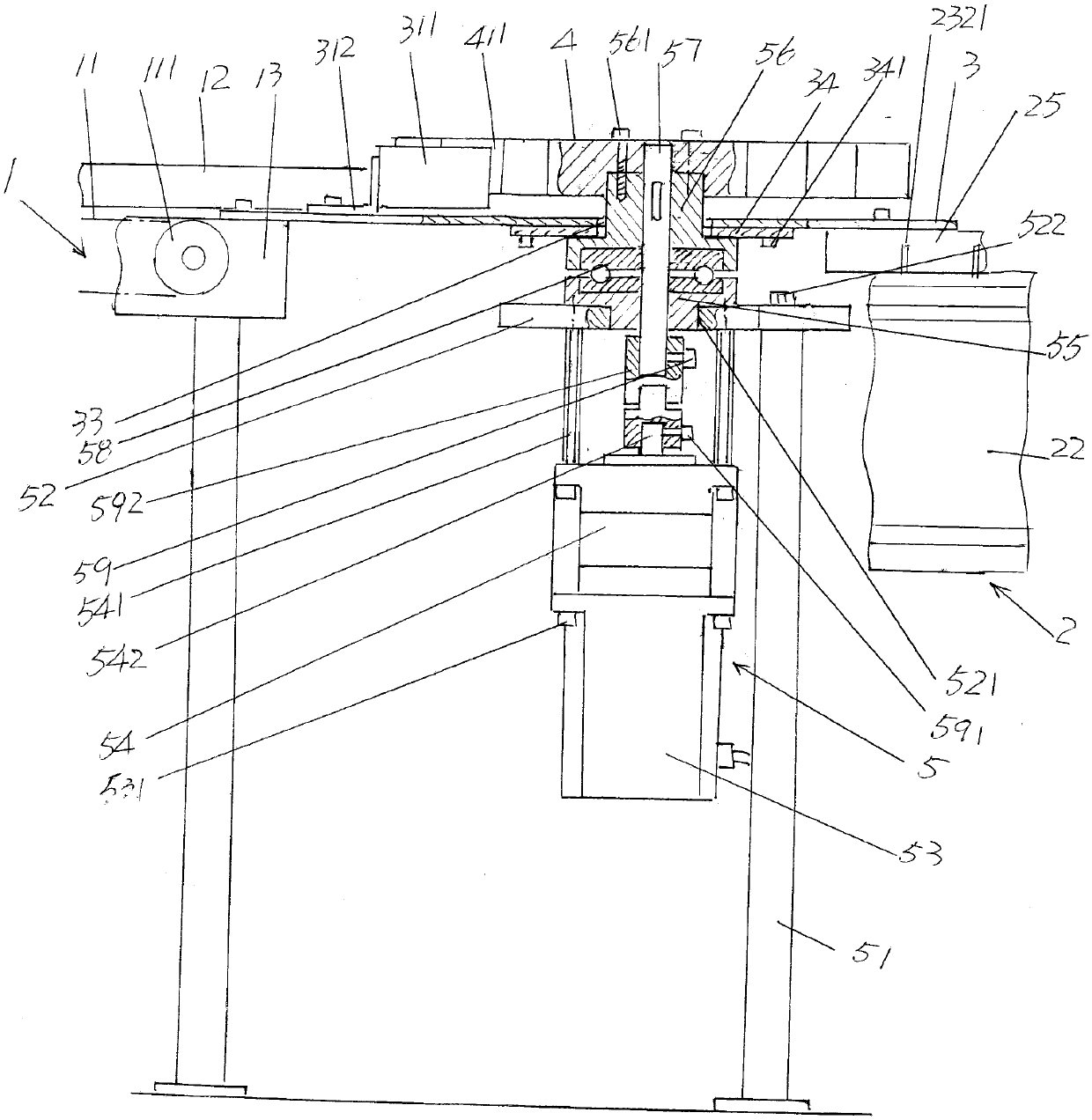 Bottle standing-rotating-lying posture converting device of bottled oral liquid packaging machine